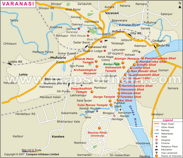 Varanasi+map+india